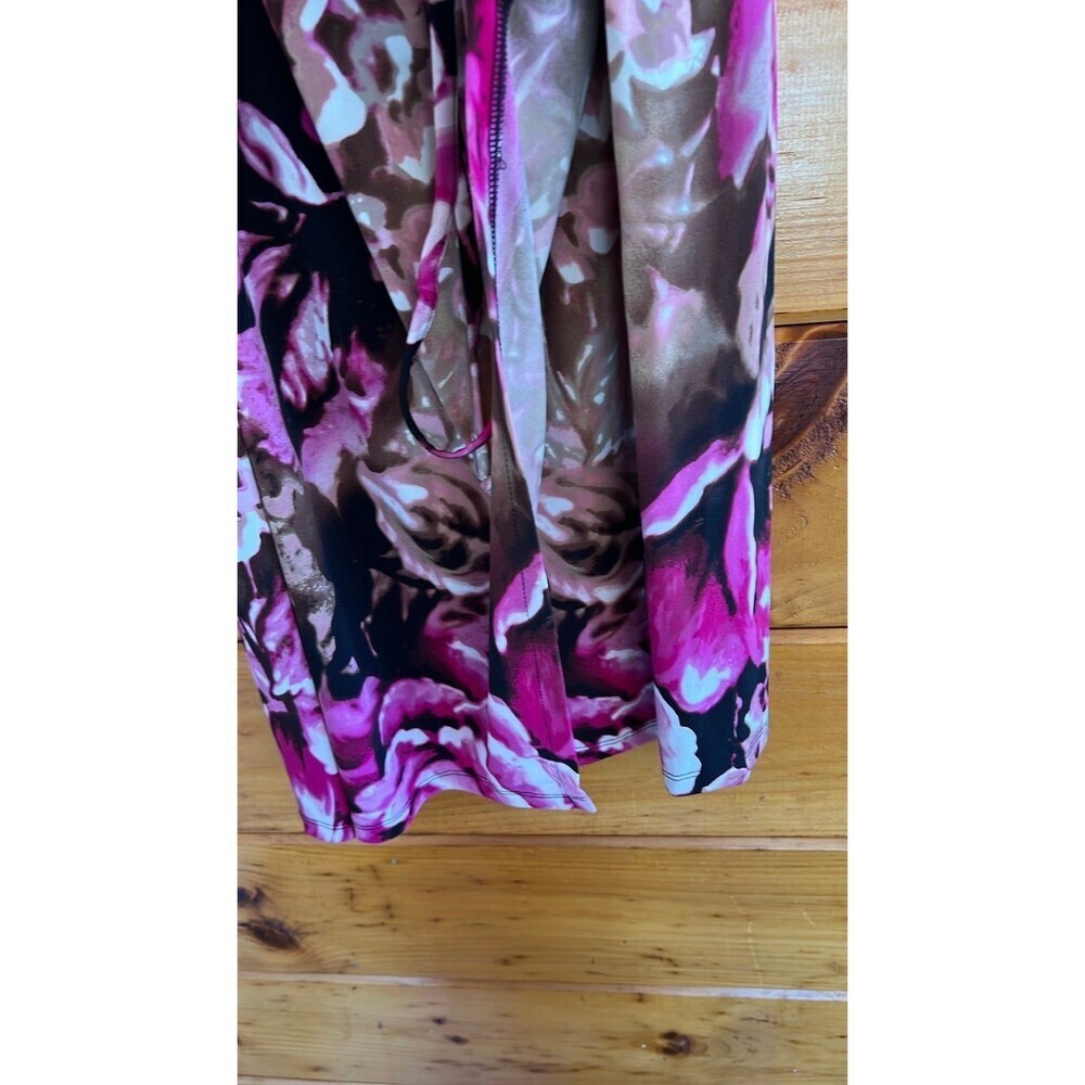NWT Pink & Brown Rose Patterned Wrap Dress with Tie L - Picture 4 of 5